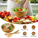 8 Pieces Bamboo Salad Bowl Set with Server Utensils-Natural by LJGDeals