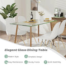 Modern Glass Rectangular Dining Table with Metal Legs by LJGDeals