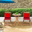 3 Pieces Patio Folding Bistro Set with Padded Cushion and Round Coffee Table-Red by LJGDeals
