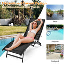 2 Pieces Patio Folding Stackable Lounge Chair Chaise with Armrest-Black by LJGDeals