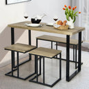 4 Pieces Industrial Dinette Set with Bench and 2 Stools-Oak by LJGDeals