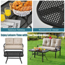 2 Pieces Patio Loveseat Bench Table Furniture Set with Cushioned Chair-Blue by LJGDeals