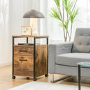 2 Drawer Mobile File Cabinet Printer Stand with Open Shelf for Letter Size-Rustic Brown by DirectDeals