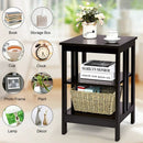 2 Pieces 3-Tier Nightstand with Reinforced Bars and Stable Structure by LJGDeals