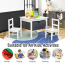 2-in-1 Kids Double-sided Activity Building Block Table with Drawers-White by LJGDeals