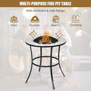 23.5 Inches Round Fire Pit Table with Mesh Cover and Fire Poker by LJGDeals