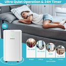 1750 Sq. Ft 32 Pints Dehumidifier with Auto Defrost and 24H Timer Drain Hose-White by LJGDeals
