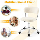Computer Desk Chair Adjustable Sherpa Office Chair Swivel Vanity Chair by LJGDeals