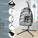 Patio Hanging Egg Chair with Stand Waterproof Cover and Folding Basket-Gray by LJGDeals