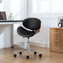 Adjustable Leather Office Chair Swivel Bentwood Desk Chair with Curved Seat-Black by LJGDeals