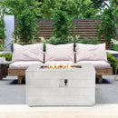 43 Inch Rectangular Concrete Propane Fire Pit Table with Lava Rocks and Cover 50 000 BTU-Gray by LJGDeals