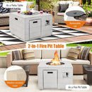 34 Inch Square Concrete Propane Fire Pit Table with Lava Rocks and Cover 50 000 BTU-Gray by LJGDeals