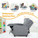 Ergonomic PU Leather Kids Recliner Lounge Sofa for 3-12 Age Group-Gray