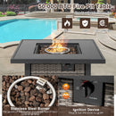 32 Inch Square Propane Fire Pit Table with Lava Rocks Cover by DirectDeals