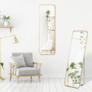 Full Length Wall Mounted Body Mirror with Free Standing Stand-Golden by LJGDeals