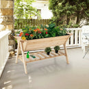 Raised Wood Garden Bed with Shelf and Liner by DirectDeals