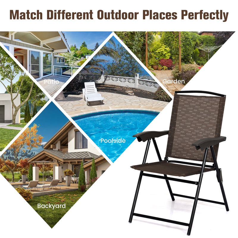 4 Pieces Folding Dining Chairs with Smooth Armrests and Sling Back, photo 3 of 8