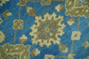 Antique design 8x10 Blue and Olive Traditional Oriental Oushak wool area rug by The Rug Decor