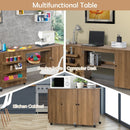 Folding Sewing Table Shelves Storage Cabinet Craft Cart with Wheels by LJGDeals