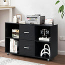 2 Drawer Wood Mobile File Cabinet with 4 Open Compartments-Black by LJGDeals