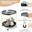 2-Tier Round Side Table with Removable Tray and Metal Frame for Small Space-Golden by LJGDeals