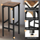2 Pieces 28 Inch Dining Bar Chair Set with Footrest and Adjustable Pads-Rustic Brown by DirectDeals