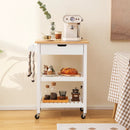 3-Tier Kitchen Island Cart Rolling Service Trolley with Bamboo Top by LJGDeals