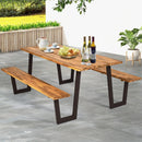 Patented 70 Inch Dining Table Set with Seats and Umbrella Hole by LJGDeals