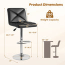 PU Leather Upholstered Bar Stools Set of 2 with Back and Adjustable Height-Black