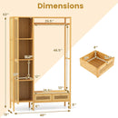 Bamboo Clothing Rack with Cabinet and Drawers and Hanging Rod-Natural by LJGDeals