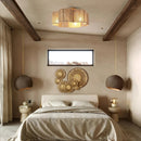 21 Inch Golden Flower-shape Farmhouse Rattan Flush Mount Ceiling Fan with Light APP and Remote Control by Parrot Uncle