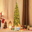 5/6/7/8/9 Feet Pre-lit Pencil Artificial Christmas Tree with 150/180/200//300/400 Warm White LED Lights by LJGDeals