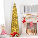 5/6/7/8/9 Feet Pre-lit Pencil Artificial Christmas Tree with 150/180/200//300/400 Warm White LED Lights by LJGDeals