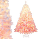5/6/7/8 FT Artificial Christmas Tree with Warm White LED Lights and 8 Modes for Holiday by LJGDeals