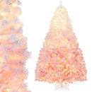 5/6/7/8 FT Artificial Christmas Tree with Warm White LED Lights and 8 Modes for Holiday