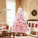 5/6/7/8 FT Artificial Christmas Tree with Warm White LED Lights and 8 Modes for Holiday by LJGDeals