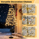 5/6/7 FT Lighted Alpine Tree with Warm White Light LED Lights Pre-lit Artificial Cedar Tree with Weighted Base by LJGDeals