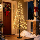 5/6/7 FT Lighted Alpine Tree with Warm White Light LED Lights Pre-lit Artificial Cedar Tree with Weighted Base by LJGDeals
