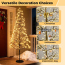 5/6/7 FT Lighted Alpine Tree with Warm White Light LED Lights Pre-lit Artificial Cedar Tree with Weighted Base by LJGDeals