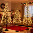 5/6/7 FT Lighted Alpine Tree with Warm White Light LED Lights Pre-lit Artificial Cedar Tree with Weighted Base by LJGDeals