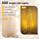 5/6/7 FT Lighted Birch Tree Pre-lit Twig Tree with 240/320/456 Warm White Light LED Lights