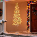 5/6/7 FT Lighted Birch Tree Pre-lit Twig Tree with 240/320/456 Warm White Light LED Lights by LJGDeals