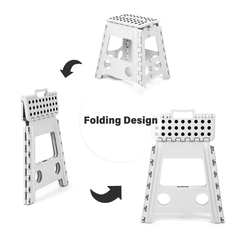 2 Pack Folding Step Stool with Portable Carrying Handle Safe Enough, White