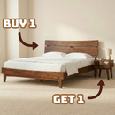 [Buy 1 Get 1] Aurora Solid Wood Bed Frame & Nightstand by Megsu