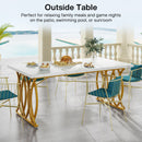 63" Modern Dining Table with Faux Marble Tabletop for 4-6 People