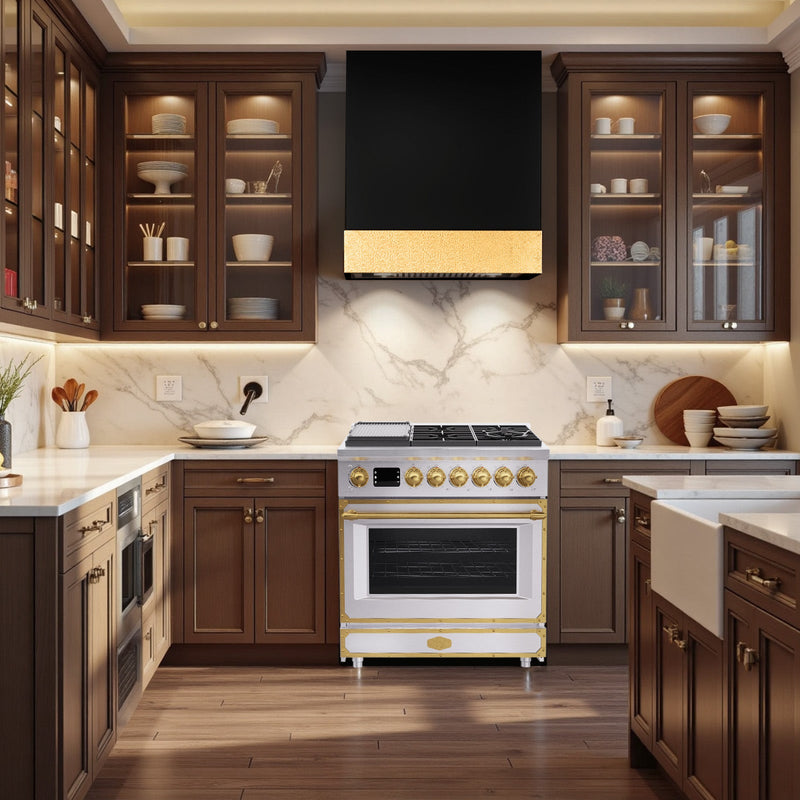 36 Inch Freestanding Custom Gas Range with 6 Sealed Burners Cooktop, Rapid Convection Oven, Natural Gas/LP Convertible - AK-G36N05A-1