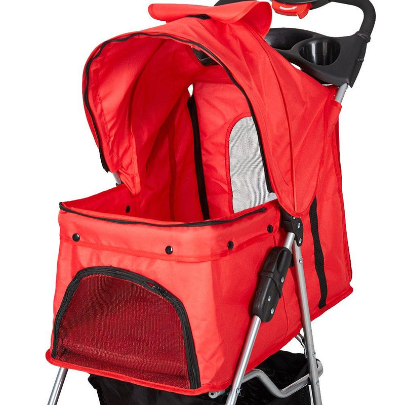 Folding Pet Stroller Elite Jogger Kitten Puppy Easy Walk Dog Cat Small Animals Travel Carrier, Red