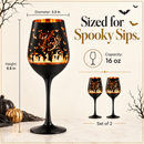 Crystal Halloween Stemmed Wine Glasses - Set of 2