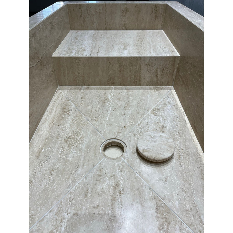 Travertine Handcrafted Custom Bathroom Sink with Natural Veining, photo 9 of 12