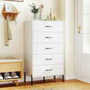 5-Drawer Modern Tall Chest of Drawers with Metal Legs-White by LJGDeals